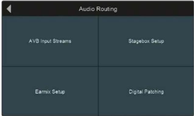 Audio Routing AVB Input Streams Stagebox Setup Earmix Setup Digital Patching