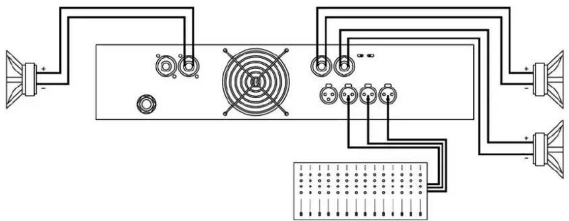 Electrical wiring diagram showing connections between speaker, fan, and panel with labeled components