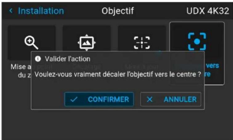 Barco Njord - Configuration de l'objectif, Décalage vers le centre (Shift to center) - 2