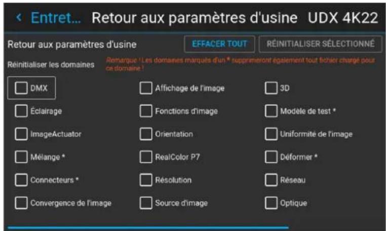 Barco Njord - Comment réinitialiser l'ensemble des paramètres du projecteur - 2