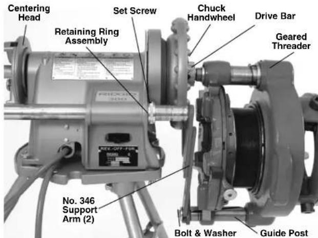 RIDGID 141 - Setting Up 300/300A Power Drive Close Coupled to 141/161 Geared Threader - 3