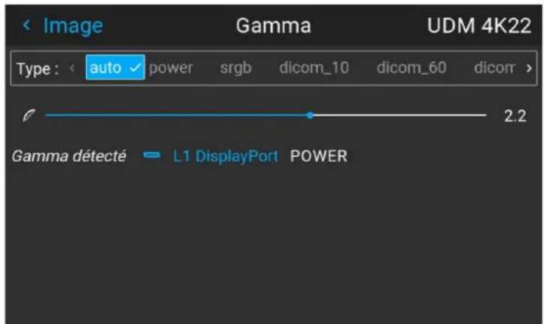 Barco Hodr - Comment régler le type de gamma ? - 2