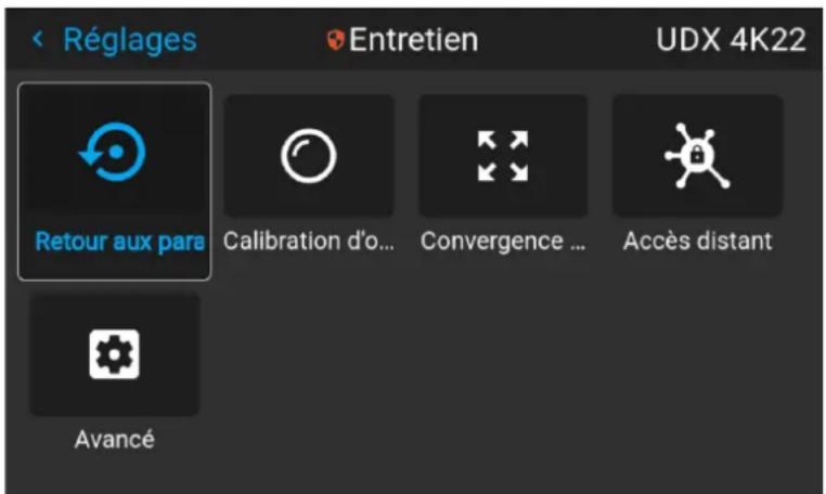 Barco Hodr - À propos du menu Réglages avancés (Advanced Settings) - 1