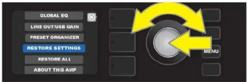FENDER Mustang GTX100 - RESTAURER LES RÉGLAGES ET TOUT RESTAURER (RESTORE SETTINGS - RESTORE ALL) - 2