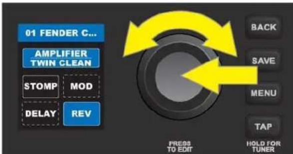 FENDER Mustang LT50 - MODIFICATION ET ENREGISTREMENT DES PARAMÈTRES DES EFFETS - 1
