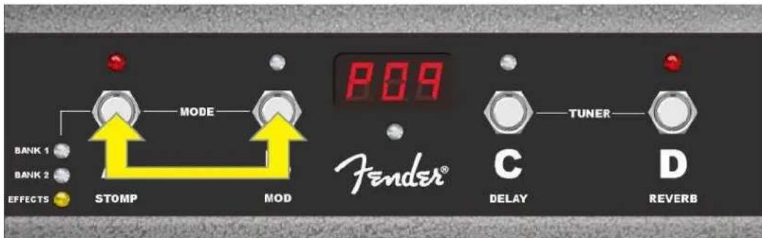 FENDER Mustang LT50 - PÉDALIER : ACTIVATION/DÉSACTIVATION (ON / OFF) DES EFFETS - 1
