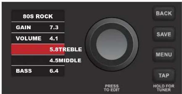 FENDER Mustang LT40S - MODIFICATION ET ENREGISTREMENT DES PARAMÈTRES D'UN MODÈLE D'AMPLIFICATEUR - 5