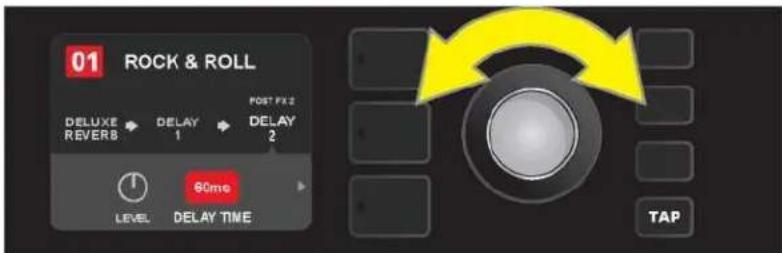 01 ROCK & ROLL DELUXE REVER 5 DELAY 1 POST FX 2 DELAY 2 60ms LEVEL DELAY TIME TAP