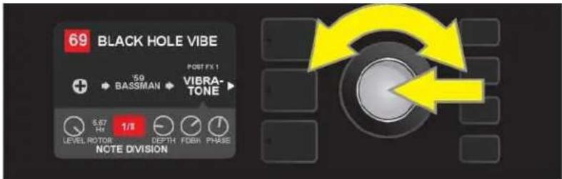 69 BLACK HOLE VIBE POST FX 1 50 BASSMAN VIBRA- TONE LEVEL ROTOR 1/8 DEPTH FORB PHASE NOTE DIVISION