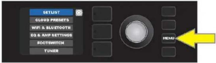 SETLIST CLOUD PRESSETS WiFi & BLUETOOTH EQ & AMP SETTINGS FOOTSWITCH TUNER MENU