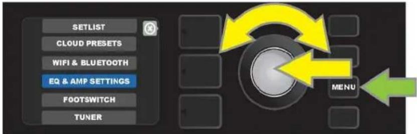 SETLIST CLOUD PRESETS WIFI & BLUETOOTH EQ & AMP SETTINGS FOOTSWITCH TUNER MENU