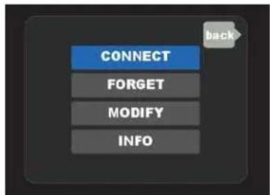 CONNECT FORGET MODIFY INFO back