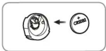 Diagram showing a mechanical component with an arrow pointing to a circular component labeled 'CR2082'.