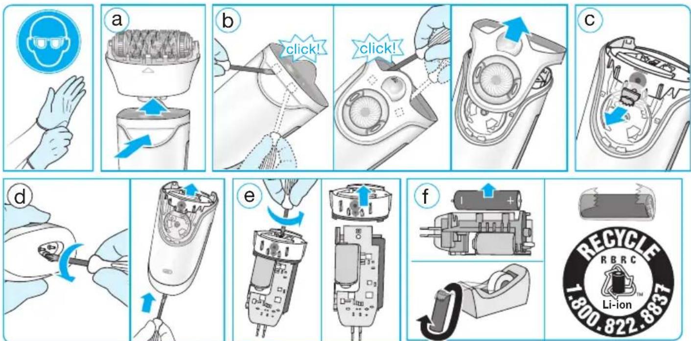 BRAUN Silk-épil 9-720 - Retrait de la pile à la fin de la vie utile du produit - 1