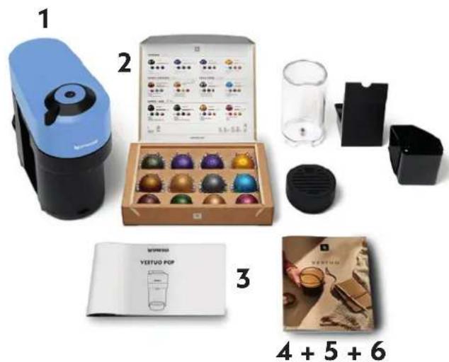 DELONGHI Nespresso Vertuo Pop - PAKKAUKSEN SISÄLTÖ - 1