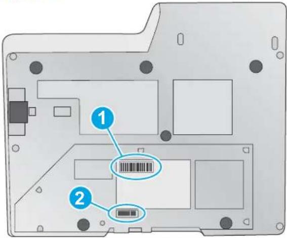 HP ScanJet Pro 4500 fn1 - Emplacement du numéro de série et du numéro de produit - 1