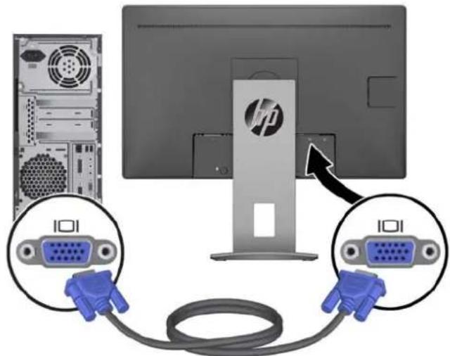 HP EliteDisplay E222 - Branchement des câbles - 4
