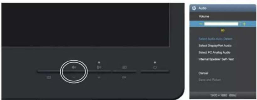 HP ProDisplay P222c - • Volume moins/Volume plus - 1