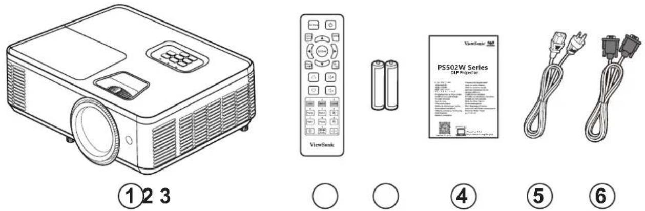 VIEWSONIC PA700W - Contenu de l'emballage - PS502X | PS502W - 1