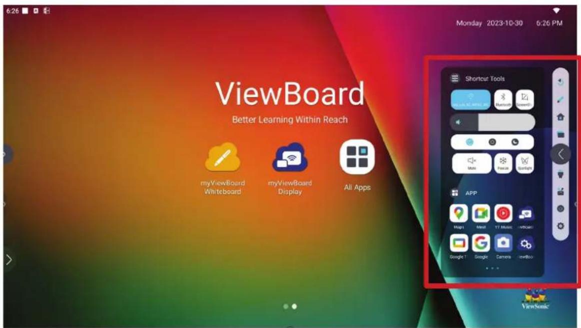 6:26 Monday 2023-10-30 6:26 PM ViewBoard Better Learning Within Reach myViewBoard Whiteboard myViewBoard Display All Apps Shortcut Tools GETABLE ACCESS Bluetooth Smart Mouse Face Spotlight APP Maps MaaS TT Music WBOOM Google T Google Camera ViewBox ViewSonic