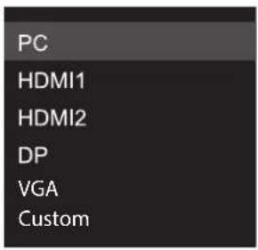 PC HDMI1 HDMI2 DP VGA Custom