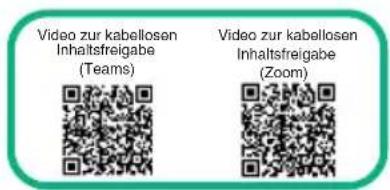 Video zur kabellosen Inhaltsfreigabe (Teams) Video zur kabellosen Inhaltsfreigabe (Zoom)