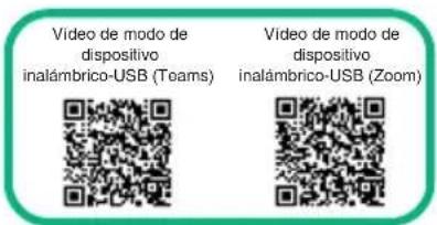 Video de modo de dispositivo inalámbrico-USB (Teams) Video de modo de dispositivo inalámbrico-USB (Zoom)