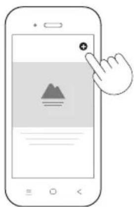 Illustration of a smartphone displaying a generic app interface with a mountain icon and a hand cursor pointing at it (no text or symbols present)