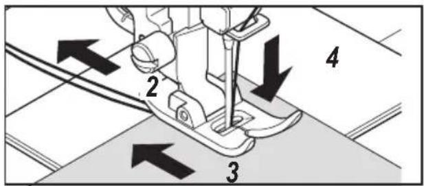SINGER Sew Mate 5540 - NOTA: Para asegurar la costura y evitar deshilaches, presione el interruptor de costura hacia atrás y cosa algunas puntadas al comienzo y al final de la costura. - 2