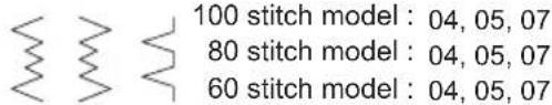 100 stitch model : 04, 05, 07 80 stitch model : 04, 05, 07 60 stitch model : 04, 05, 07
