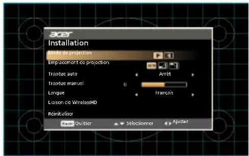ACER HV532 - Menu d'installation - 1