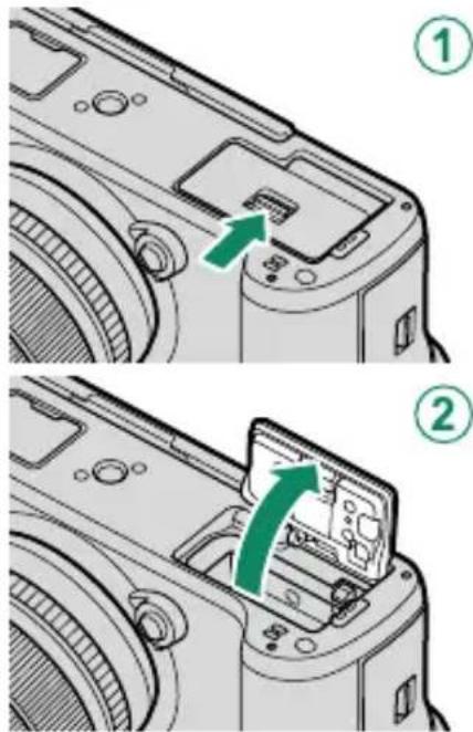 FUJI X-T3 - Ouvrez le couvercle du compartiment de la batterie. - 2