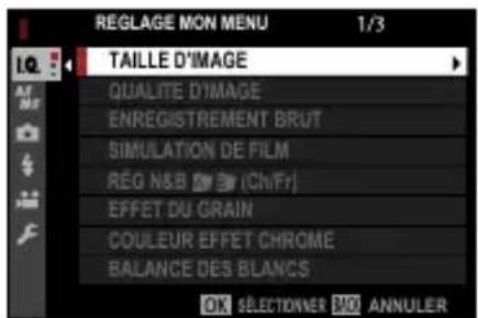FUJI X-T3 - RÉGLAGE MON MENU - 3
