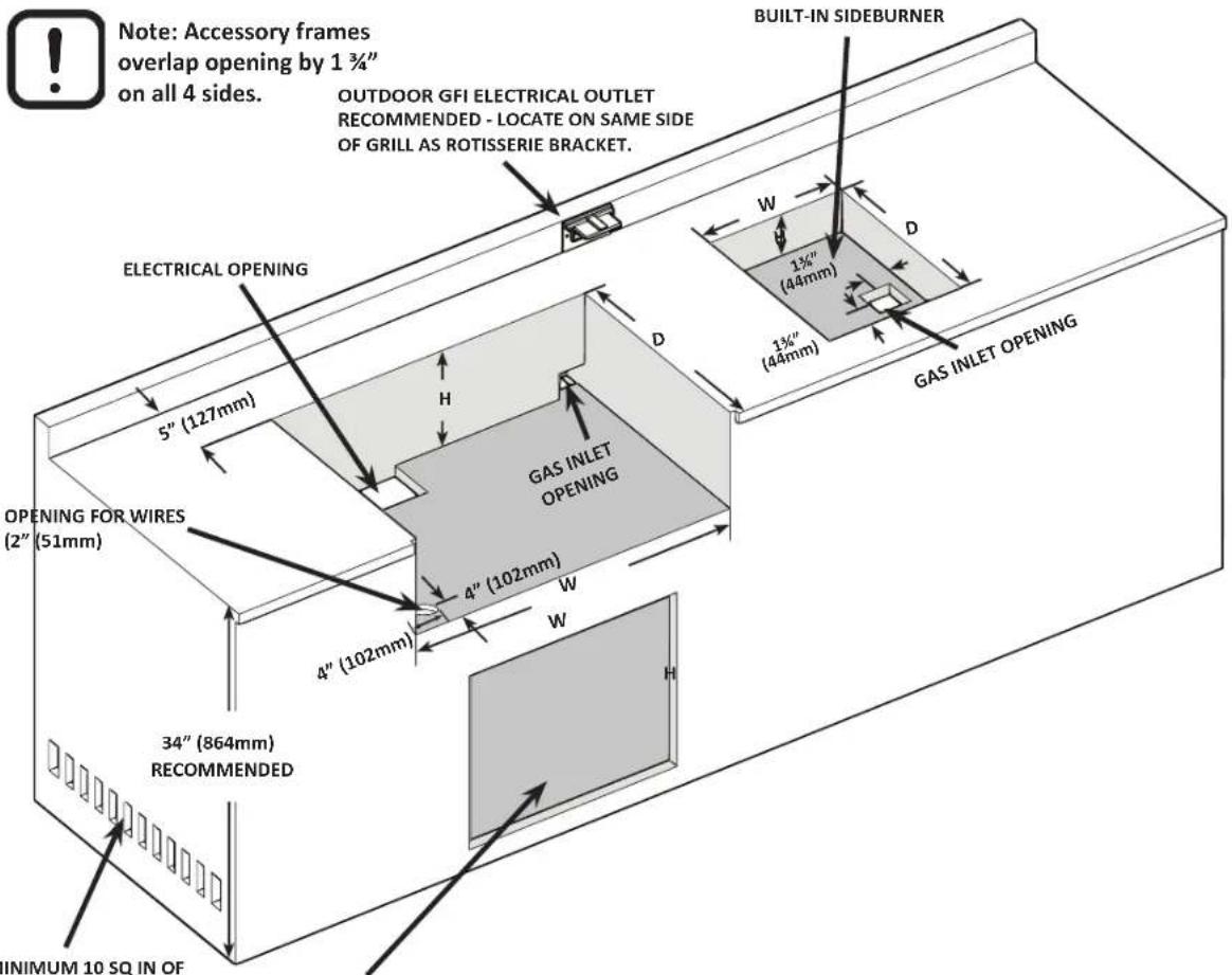 Napoleon BIPRO500-3 - BUILT-IN UNIT OPENING DIMENSIONS - 2