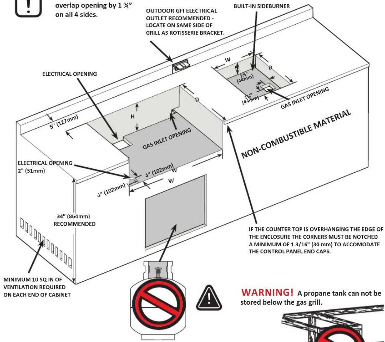 Napoleon BIPRO825-3 - BUILT-IN UNIT OPENING DIMENSIONS - 3