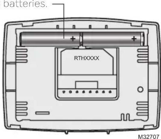 HONEYWELL RTH2300B1038/E1 - Install Batteries - 1