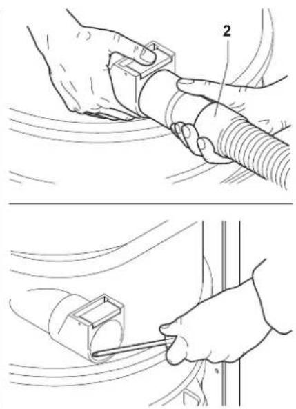 Technical diagram showing two-step installation of a cable or cable connector with labeled parts and tool path