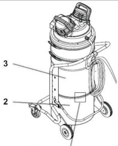 Technical diagram of a portable dust collector with labeled parts 2 and 3
