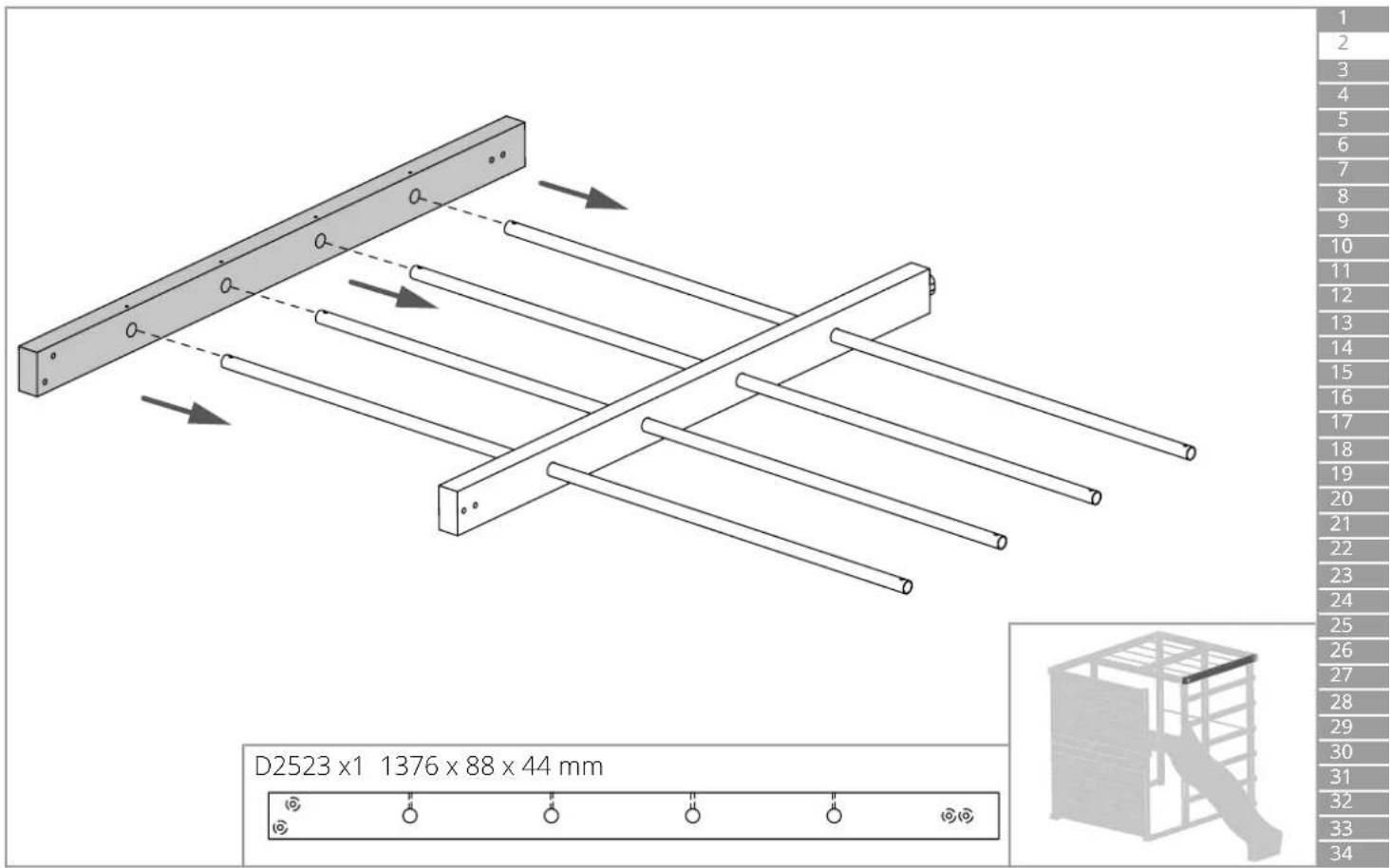 D2523 x1 1376 x 88 x 44 mm