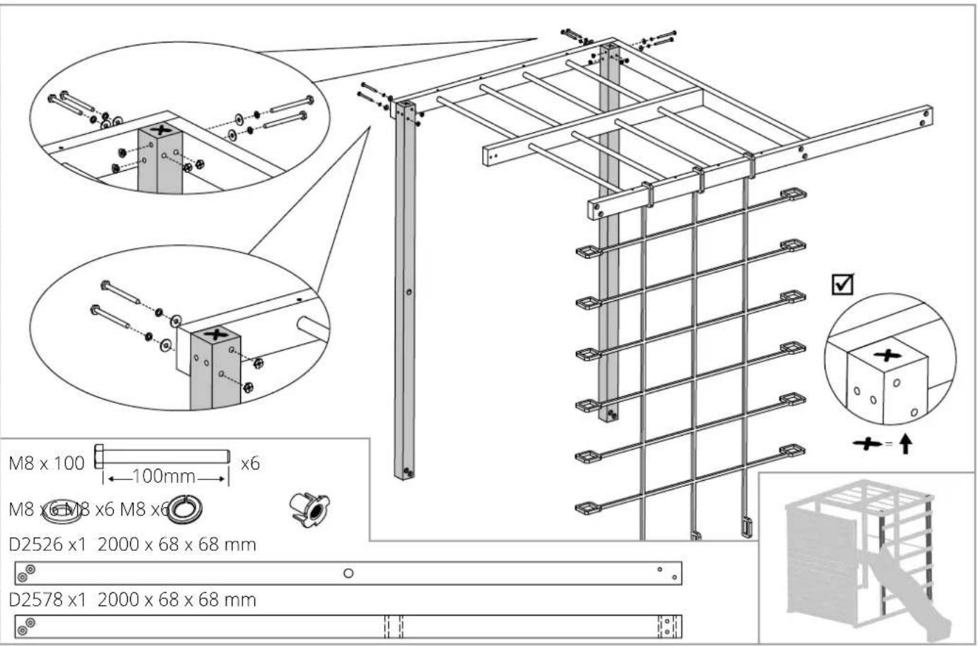 M8 x 100 100mm x6 M8 x6 M8 x6 M8 x6 D2526 x1 2000 x 68 x 68 mm D2578 x1 2000 x 68 x 68 mm