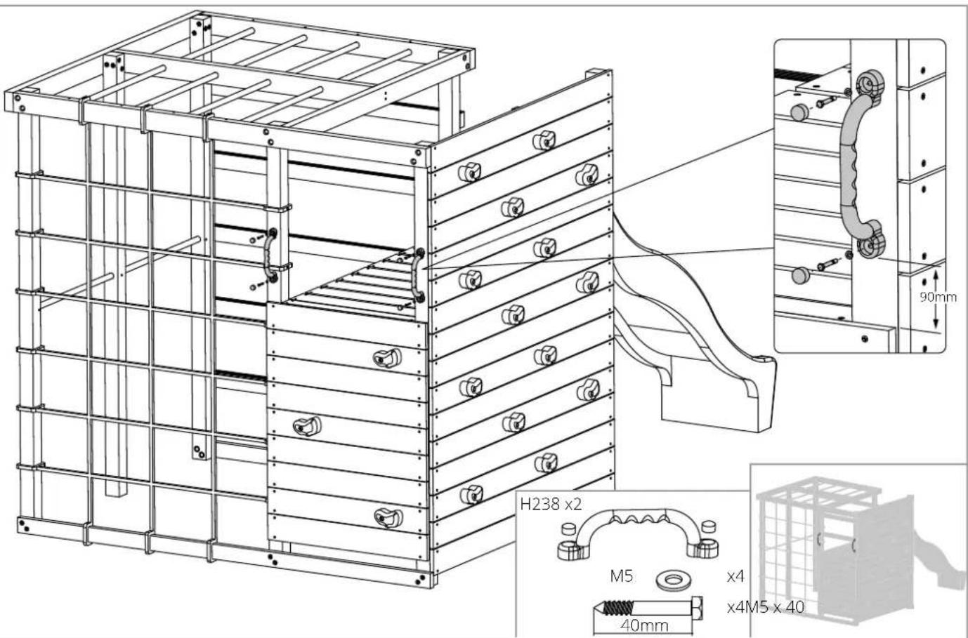 H238 x2 M5 x4 x4M5 x 40 40mm 90mm