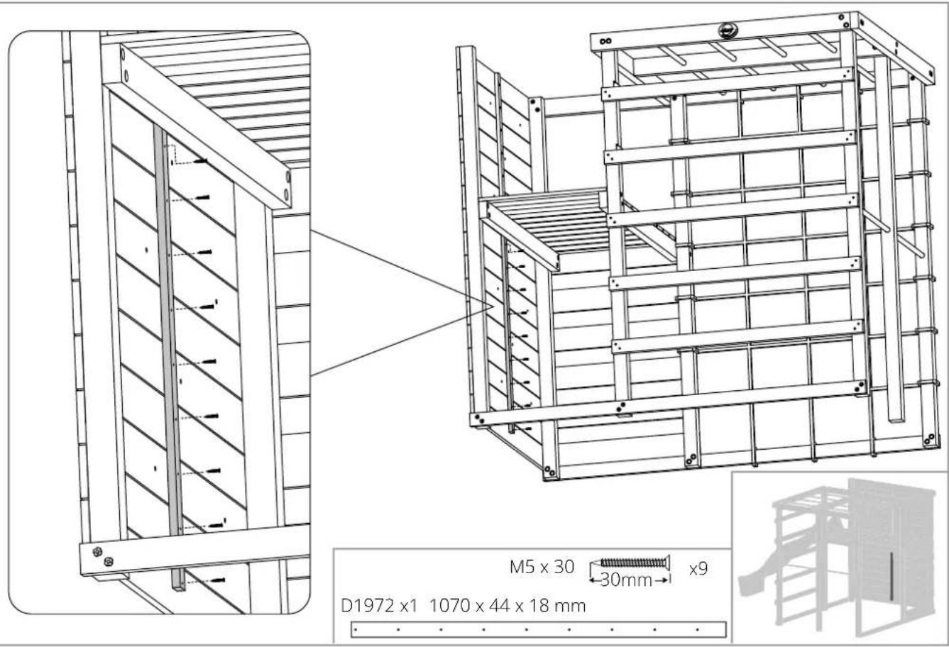 M5 x 30 30mm x9 D1972 x1 1070 x 44 x 18 mm