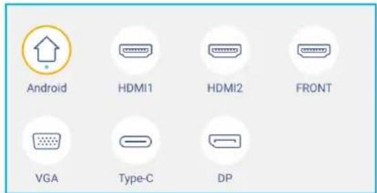 Android HDMI1 HDMI2 FRONT VGA Type-C DP