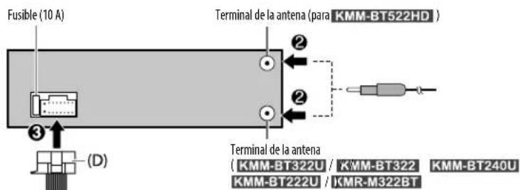 KENWOOD KMM-BT322U - Conexión del cableado - 1
