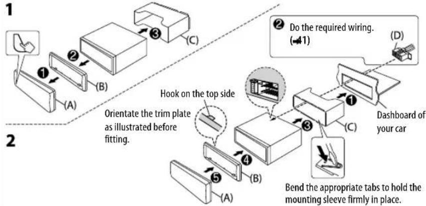 KENWOOD KDC-X502 - Installing the unit (in-dash mounting) - 1