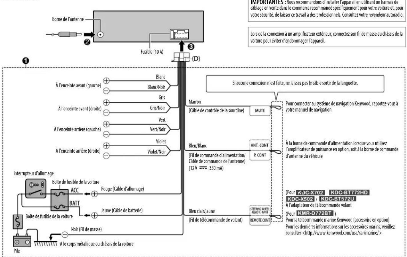 KENWOOD KDC-X502 - INSTALLATION/RACCORDEMENT - 1