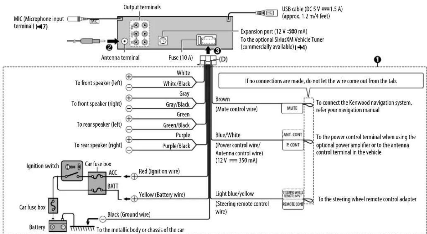 KENWOOD KMR-M318BT - Wiring connection (for KMM-BT518HD) - 1