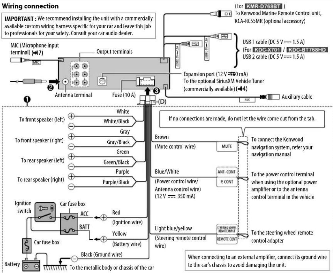 KENWOOD KMR-D768BT - INSTALLATION/CONNECTION - 1