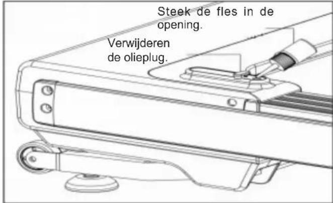 Steek de fles in de opening. Verwijderen de olieplug.