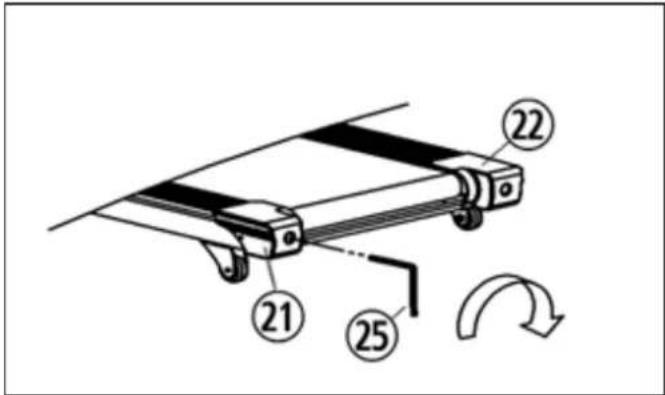 Technical diagram of a mechanical device with numbered components and directional arrow indicating rotation or movement.
